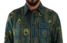 Load image into Gallery viewer, Dolce & Gabbana Peacock Feather Print Silk Shirt