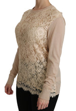 Load image into Gallery viewer, Dolce & Gabbana Elegant Beige Lace Crew Neck Cashmere Blouse