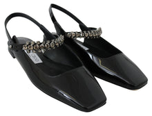 Load image into Gallery viewer, Jimmy Choo Elegant Black Patent Flats with Crystal Accent