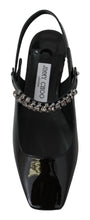 Load image into Gallery viewer, Jimmy Choo Elegant Black Patent Flats with Crystal Accent