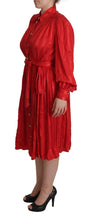 Load image into Gallery viewer, Dolce & Gabbana Elegant Red Silk Midi Dress with Button Detail