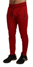 Load image into Gallery viewer, Dolce & Gabbana Elegant Red Casual Sweatpants with Logo Plaque