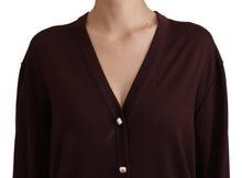 Load image into Gallery viewer, Dolce & Gabbana Chic Maroon V-Neck Wool Cardigan