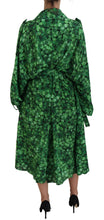 Load image into Gallery viewer, Dolce & Gabbana Silk Green Leaves Print Trench Jacket