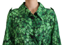 Load image into Gallery viewer, Dolce & Gabbana Silk Green Leaves Print Trench Jacket