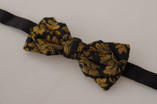 Load image into Gallery viewer, Dolce & Gabbana Elegant Black Gold Floral Silk Bow Tie