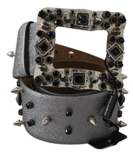 Load image into Gallery viewer, Dolce & Gabbana Stunning Silver Leather Crystal-Studded Belt