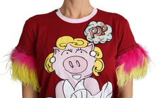Load image into Gallery viewer, Dolce & Gabbana Chic Red Pig Print Crew Neck T-Shirt