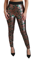 Load image into Gallery viewer, Dolce & Gabbana Elegant Bronze Leaf Metallic Trousers