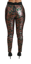 Load image into Gallery viewer, Dolce & Gabbana Elegant Bronze Leaf Metallic Trousers