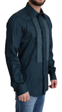Load image into Gallery viewer, Dolce & Gabbana Elegant Blue Ruffled Tuxedo Shirt