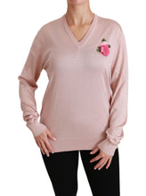 Load image into Gallery viewer, Dolce & Gabbana Pink Floral Silk V-Neck Sweater