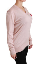 Load image into Gallery viewer, Dolce & Gabbana Pink Floral Silk V-Neck Sweater