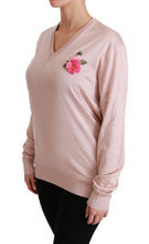 Load image into Gallery viewer, Dolce & Gabbana Pink Floral Silk V-Neck Sweater