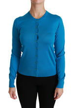 Load image into Gallery viewer, Dolce & Gabbana Elegant Silk Blue Crewneck Cardigan