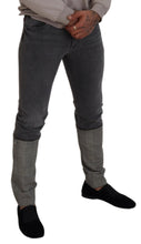 Load image into Gallery viewer, Dolce & Gabbana Gray Cotton Checkered Leg Men Denim Jeans