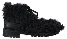 Load image into Gallery viewer, Dolce & Gabbana Black Leather Shearling Ankle Boots
