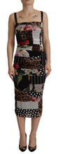 Load image into Gallery viewer, Dolce & Gabbana Multicolor Pachwork Midi Floral Silk Leopard Bodycon Dress