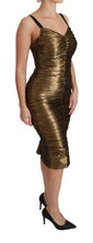 Load image into Gallery viewer, Dolce & Gabbana Gold Stretch Lame Ruched Dress