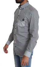 Load image into Gallery viewer, Dolce & Gabbana Elegant Black & White Checkered Gold Casual Shirt