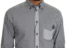 Load image into Gallery viewer, Dolce & Gabbana Elegant Black & White Checkered Gold Casual Shirt