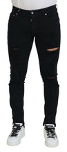 Load image into Gallery viewer, Dolce & Gabbana Svelte Black Tattered Slim Fit Denim
