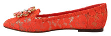 Load image into Gallery viewer, Dolce & Gabbana Elegant Lace Vally Flats in Coral Red