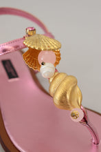 Load image into Gallery viewer, Dolce & Gabbana Chic Pink Leather Sandals with Exquisite Embellishment