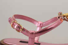 Load image into Gallery viewer, Dolce & Gabbana Chic Pink Leather Sandals with Exquisite Embellishment