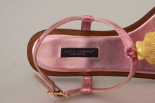 Load image into Gallery viewer, Dolce & Gabbana Chic Pink Leather Sandals with Exquisite Embellishment