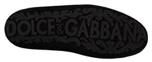 Load image into Gallery viewer, Dolce & Gabbana Elegant Black Leather Loafer Slides with Gold Embroidery