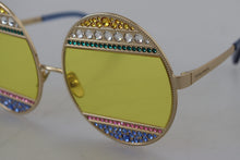 Load image into Gallery viewer, Dolce & Gabbana Crystal Embellished Gold Oval Sunglasses