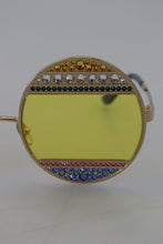 Load image into Gallery viewer, Dolce & Gabbana Crystal Embellished Gold Oval Sunglasses