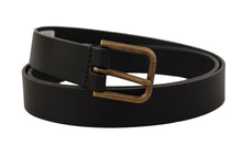 Load image into Gallery viewer, Dolce & Gabbana Elegant Black Leather Belt with Metal Buckle