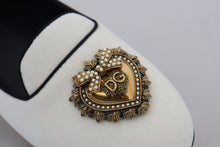 Load image into Gallery viewer, Dolce & Gabbana Elegant White Velvet Loafers with Gold Heart Detail