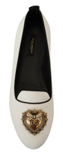 Load image into Gallery viewer, Dolce & Gabbana Elegant White Velvet Loafers with Gold Heart Detail