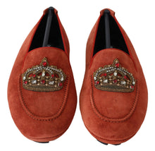 Load image into Gallery viewer, Dolce & Gabbana Opulent Orange Leather Loafers with Gold Embroidery