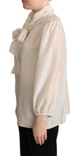 Load image into Gallery viewer, Dolce & Gabbana Elegant Light Gray Silk Ascot Blouse