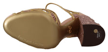 Load image into Gallery viewer, Dolce & Gabbana Pink Gold Leather Crystal Pumps T-strap Shoes