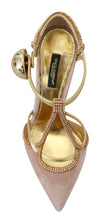 Load image into Gallery viewer, Dolce & Gabbana Pink Crystal T-strap Heels Pumps Shoes