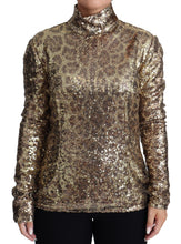 Load image into Gallery viewer, Dolce & Gabbana Sequined Turtleneck Full Zip Sweater in Brown