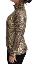 Load image into Gallery viewer, Dolce & Gabbana Sequined Turtleneck Full Zip Sweater in Brown