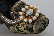 Load image into Gallery viewer, Dolce & Gabbana Gold Crystal Square Toe Brocade Pumps Shoes