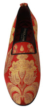 Load image into Gallery viewer, Dolce & Gabbana Rose Gold Brocade Loafers Slide Flats
