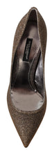 Load image into Gallery viewer, Dolce & Gabbana Gold Silver Fabric Heels Pumps Shoes