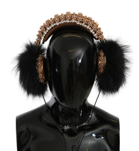 Load image into Gallery viewer, Dolce & Gabbana Gold Black Crystal Embellished Headphones