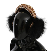 Load image into Gallery viewer, Dolce & Gabbana Gold Black Crystal Embellished Headphones