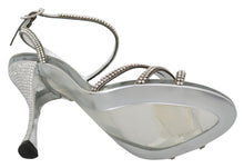 Load image into Gallery viewer, Dolce & Gabbana Silver Leather Ankle Strap Sandals with Crystals