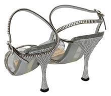 Load image into Gallery viewer, Dolce & Gabbana Silver Leather Ankle Strap Sandals with Crystals