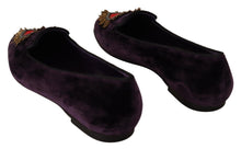 Load image into Gallery viewer, Dolce & Gabbana Chic Purple Velvet Loafers with Heart Detail